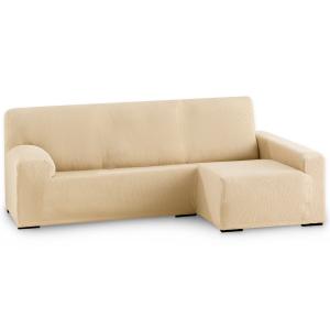 Funda de sofá elástica adaptable. Beige chaise longue largo…