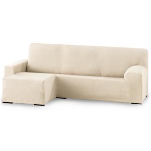 Funda de sofá elástica adaptable. Marfil chaise longue cort…