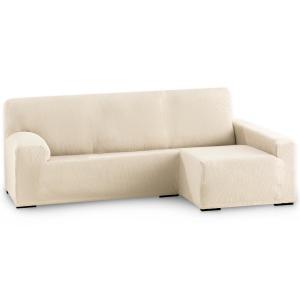 Funda de sofá elástica adaptable. Marfil chaise longue larg…