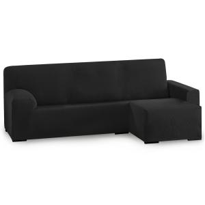 Funda de sofá elástica adaptable. Negro chaise longue corto…