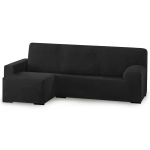 Funda de sofá elástica adaptable. Negro chaise longue corto…