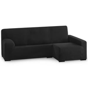 Funda de sofá elástica adaptable. Negro chaise longue largo…