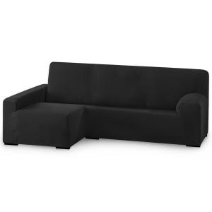 Funda de sofá elástica adaptable. Negro chaise longue largo…