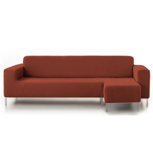Funda de sofá elástica  teja chaiselongue largo derecha