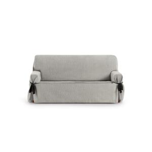 Funda de sofá tres plazas con lazos gris claro 180 - 230 cm