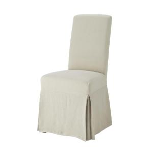 Funda larga de silla de lino lavado, compatible con la sill…