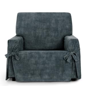 Funda sillón antimanchas con lazos gris oscuro 80 - 120cm
