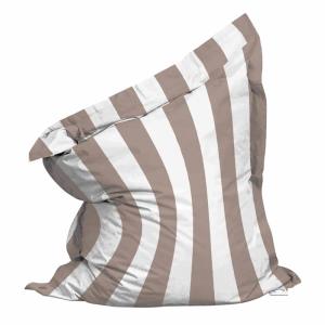 Funda vacía para puf XL a rayas 140 x 120 cm gris topo y bl…