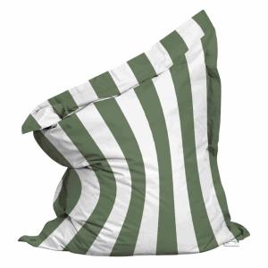 Funda vacía para puf XL a rayas 140 x 120 cm verde y blanco