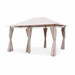 Gazebo de jardín 3x4m con cortinas , beige