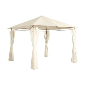 Gazebo de jardín con cortinas 3x3m, crudo