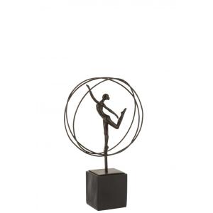 Gimnasta en círculo de resina marrón de 22x8x36 cm