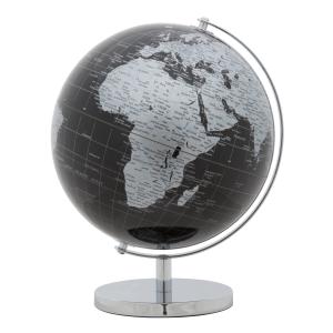 Globo terráqueo de pvc con base de metal negro y plateado ø…