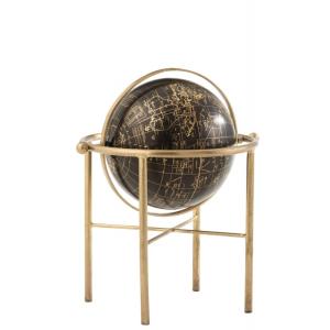 Globo vintage en base de metal dorado 27x31x36 cm