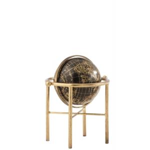 Globo vintage sobre base de metal dorado 26x26x30 cm