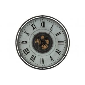 Gran reloj de pared redondo de metal negro y gris de 109x10…