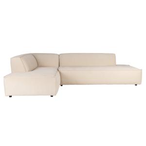Gran sofá esquinero izquierdo en terciopelo crema