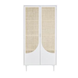 Guardarropa de ratán beige con 2 puertas batientes en blanc…