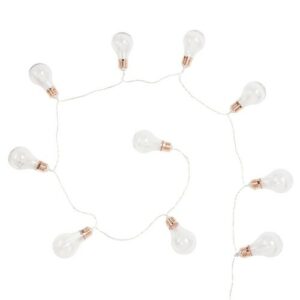 Guirnalda luminosa de 10 LEDS con bombillas cobriza L.210