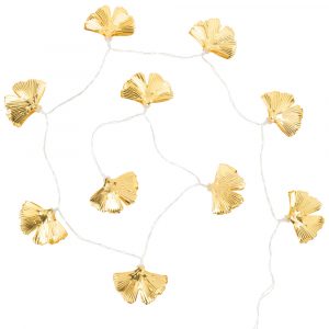 Guirnalda luminosa de ginkgo y metal dorado L. 175