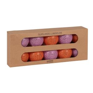 Guirnalda luminosa rosa y naranja con 10 LEDs, largo 165 cm