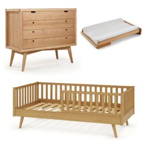 Habitación Montessori para niño madera maciza  avellana 90x…