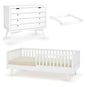 Habitación Montessori para niño madera maciza  blanco 90x19…