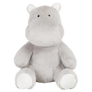 Hipopótamo de peluche gris y blanco