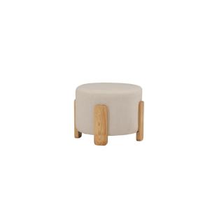 Hocker Coffey aus Leinen mit Holz-Füßen Ø50cm, beige