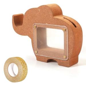 Hucha de madera mdf 15 x 11 x 3 cm elefante   masking tape…