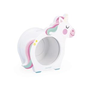 Hucha de madera unicornio