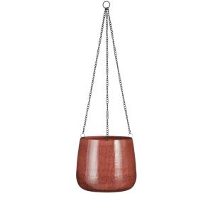 Jardinera colgante de metal rojo d23