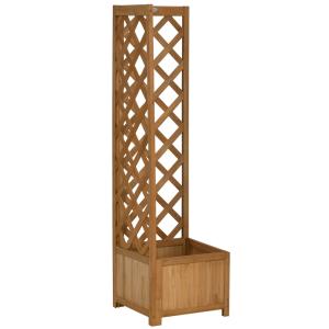 Jardinera con enrejado 40x40x145 cm madera natural
