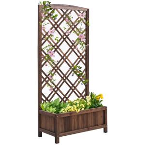Jardinera con enrejado 60x30x122.5 cm marrón