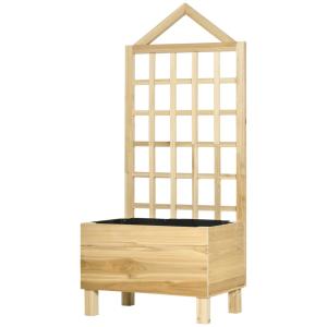 Jardinera con enrejado 60x43x147 cm madera natural