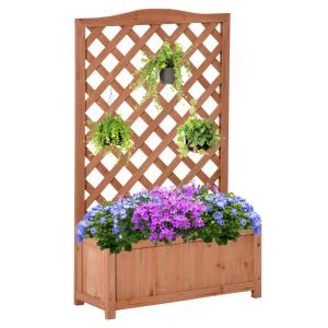 Jardinera con enrejado 70x28x117 cm marrón