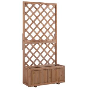 Jardinera con enrejado 72.5x31.5x149.5 cm madera natural