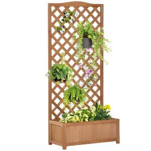 Jardinera con enrejado 76x36x170 cm marrón