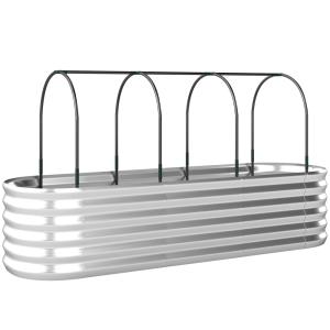 Jardinera con invernadero 200x60x103 cm plata