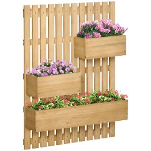 Jardinera de pared 60x16x80 cm madera natural