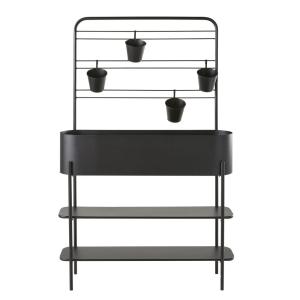 Jardinera vertical con 4 macetas  metal negro para huerto u…