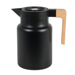 Jarra de acero negro y madera de haya 1,25 L