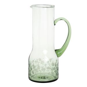 Jarra de cristal verde salvia con flores de 1,2L