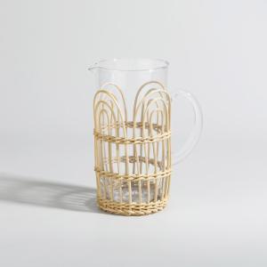 Jarra de vidrio transparente y ratán 1,2L