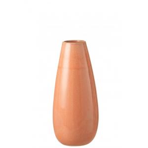Jarrón alto de cerámica naranja de 22x22x48 cm