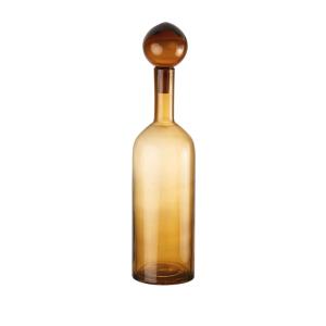 Jarrón botella alto en cristal, marrón, ø13x53 cm