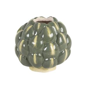 Jarrón con forma de alcachofa de gres verde Alt 9 cm