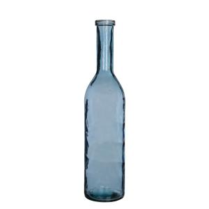 Jarrón de botellas vidrio reciclado azul alt. 75