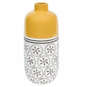Jarrón de cerámica amarillo con motivos decorativos Alt. 30…