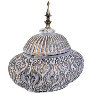 Jarrón de cerámica  azul, 26,5x19x28h cm